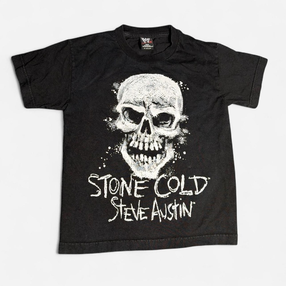 WWE Stone Cold Steve Austin Youth Small 2007 Arrive Raise Hell Leave Skull Tee - Picture 1 of 8